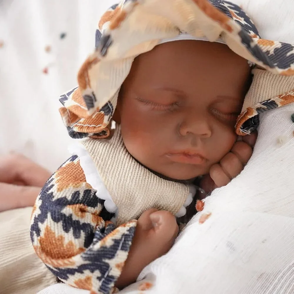 🆕12 inch Realistic Full Body Silicone Closed Eyes Newborn Daniel-Tan Baby Boy